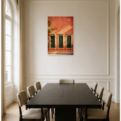 Affiche photo Façade au soleil - La lumière dessine dans une salle à manger - Art Virtuoso