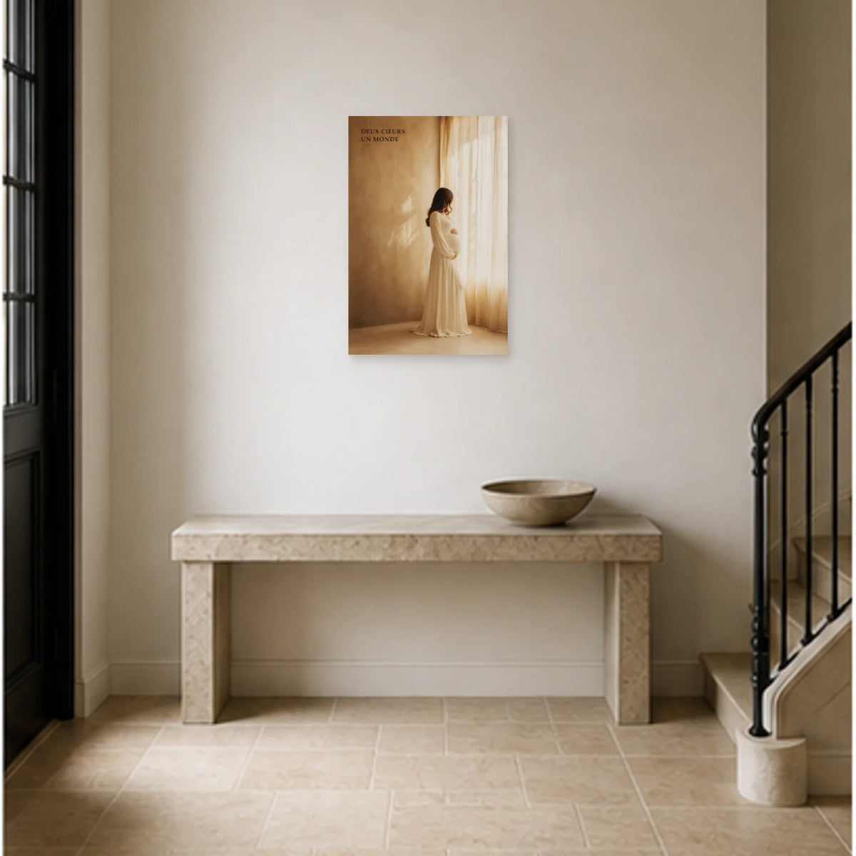 Affiche photo Maternité en lumière - Deux cœurs un monde dans une entrée ou un couloir - Art Virtuoso