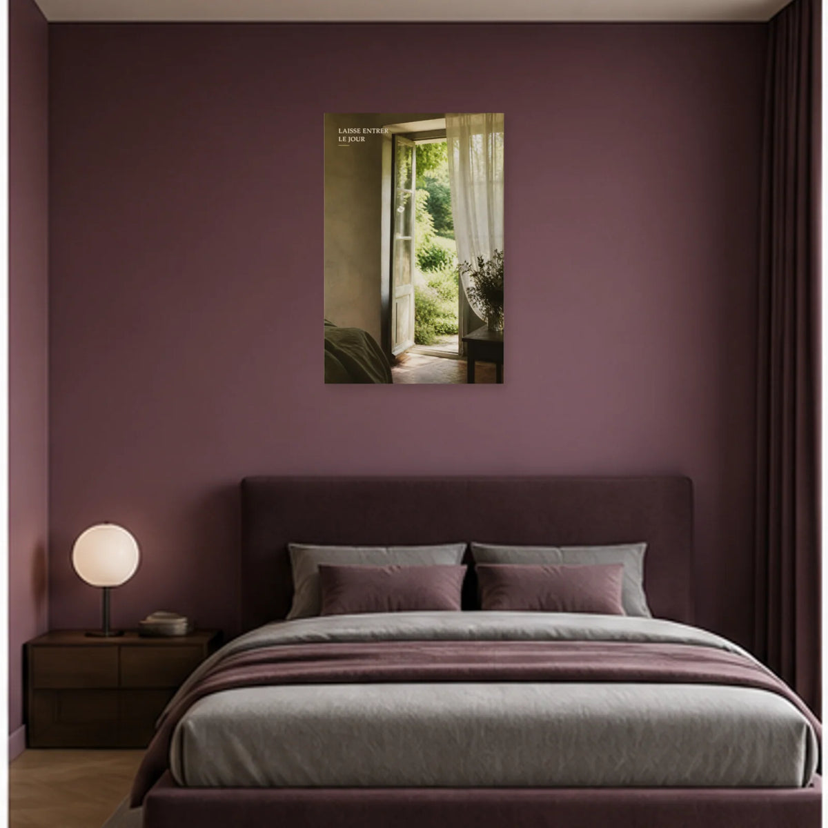 Affiche photo Fenêtre ouverte sur le jardin - Laisse entrer le jour dans une chambre - Art Virtuoso
