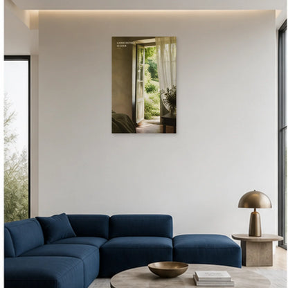 Affiche photo Fenêtre ouverte sur le jardin - Laisse entrer le jour dans un salon - Art Virtuoso