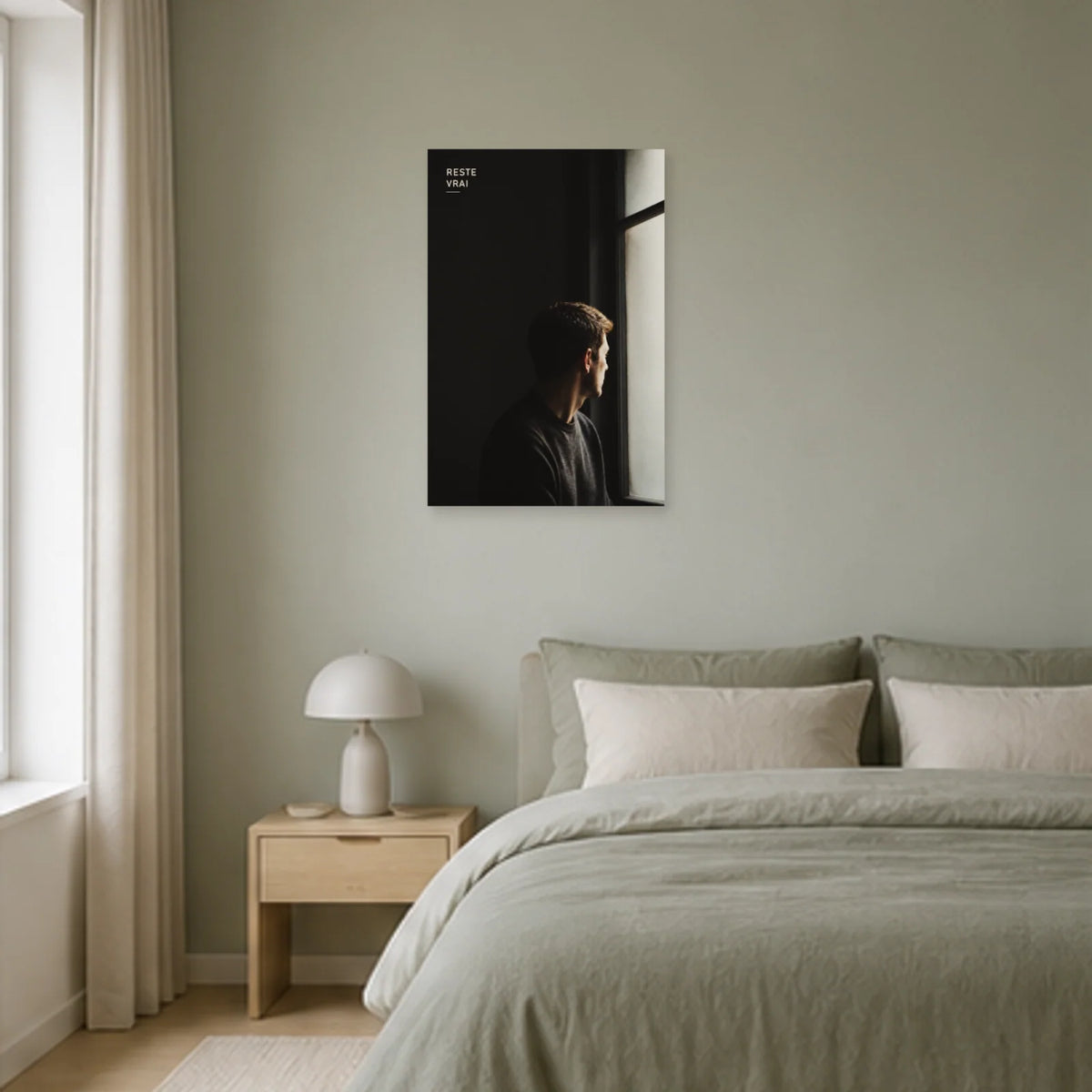 Affiche photo Homme à la fenêtre - Reste vrai dans une chambre - Art Virtuoso