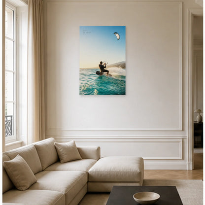 Affiche photo Kitesurf dans le vent - Suis le vent dans un salon - Art Virtuoso