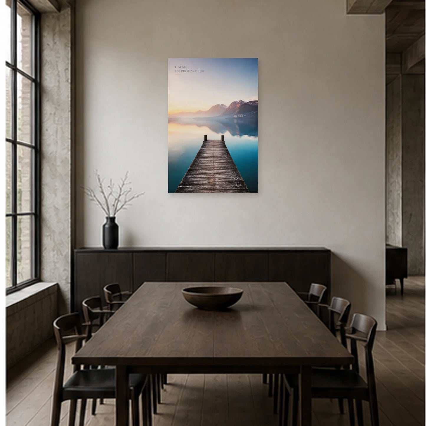 Affiche photo Lac d’Annecy à l’aube - Calme en profondeur dans une salle à manger - Art Virtuoso