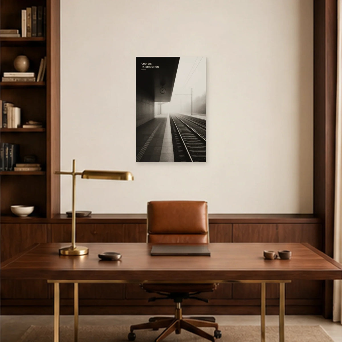 Affiche photo Lignes dans la brume - Choisis ta direction dans un bureau - Art Virtuoso