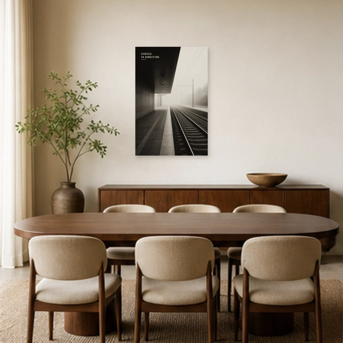 Affiche photo Lignes dans la brume - Choisis ta direction dans une salle à manger - Art Virtuoso