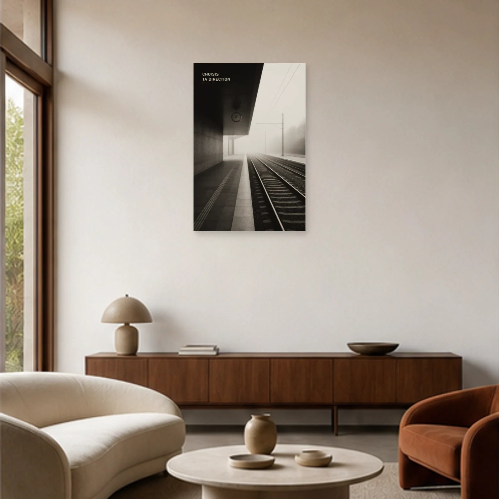 Affiche photo Lignes dans la brume - Choisis ta direction dans un salon - Art Virtuoso