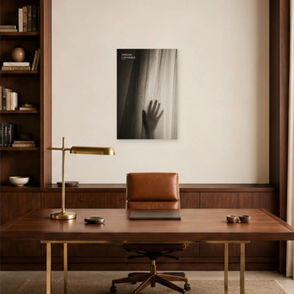 Affiche photo Main derrière le voile - Touche l’invisible dans un bureau - Art Virtuoso
