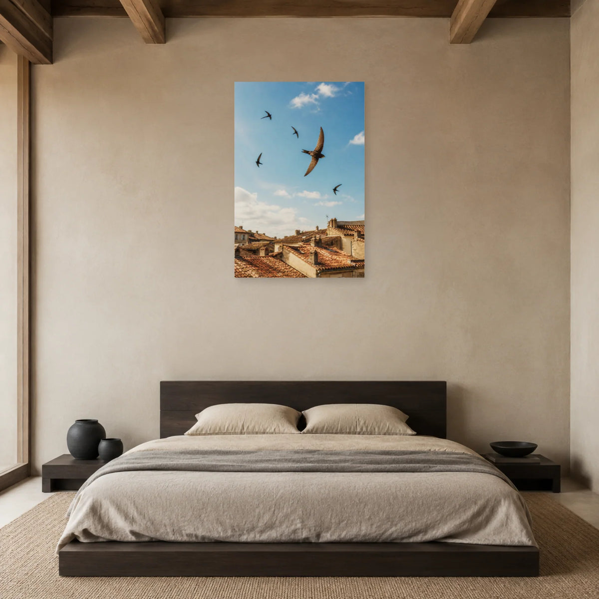 Affiche Martinets dans le ciel urbain dans une chambre - Art Virtuoso