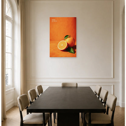 Affiche photo Orange solaire - Goûte le soleil dans une salle à manger - Art Virtuoso