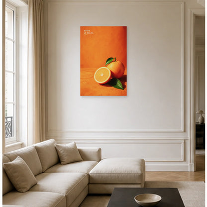 Affiche photo Orange solaire - Goûte le soleil dans un salon - Art Virtuoso