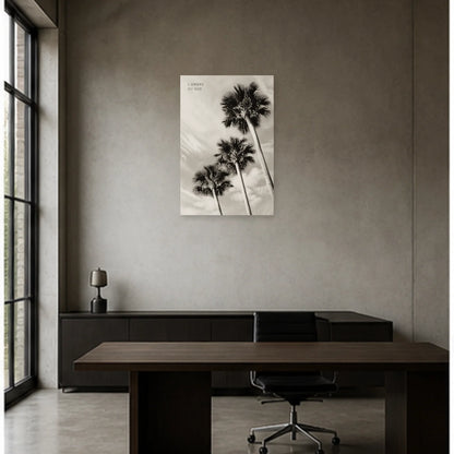 Affiche photo Palmiers en noir et blanc - L’ombre du Sud dans un bureau - Art Virtuoso