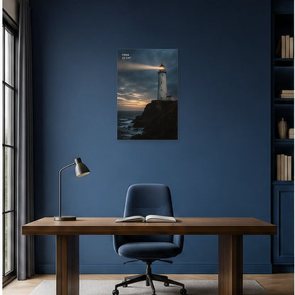 Affiche photo Phare sur la falaise - Tiens le cap dans un bureau - Art Virtuoso