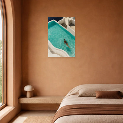 Affiche photo Piscine méditerranéenne - Prends le temps dans une chambre - Art Virtuoso