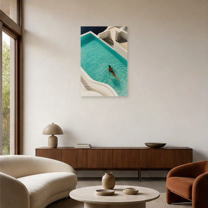 Affiche photo Piscine méditerranéenne - Prends le temps dans un salon - Art Virtuoso