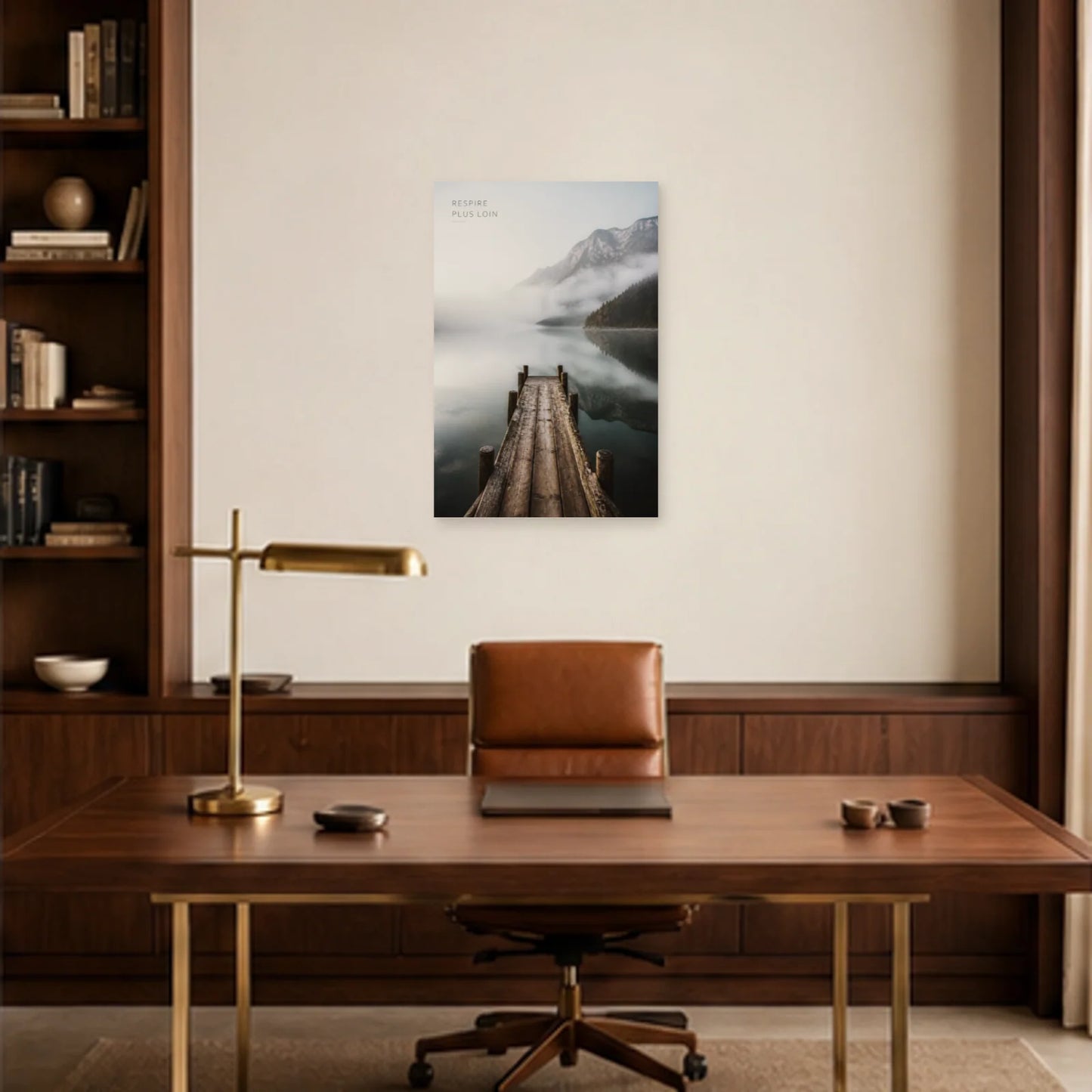 Affiche photo Ponton dans la brume - Respire plus loin dans un bureau - Art Virtuoso