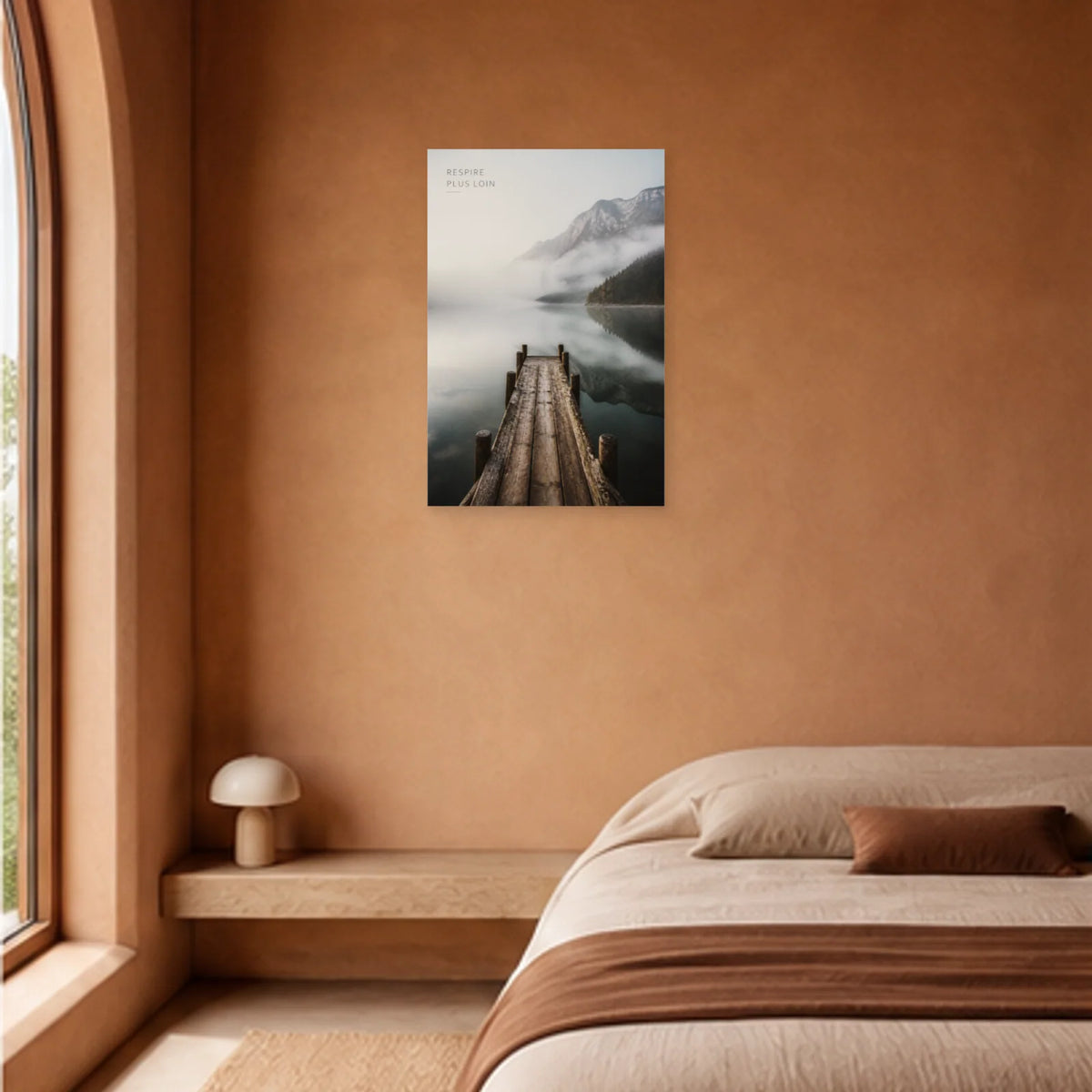 Affiche photo Ponton dans la brume - Respire plus loin dans une chambre - Art Virtuoso