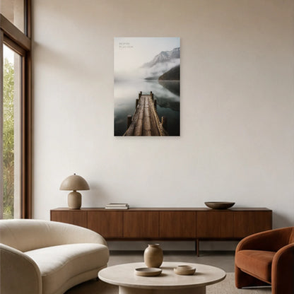 Affiche photo Ponton dans la brume - Respire plus loin dans un salon - Art Virtuoso
