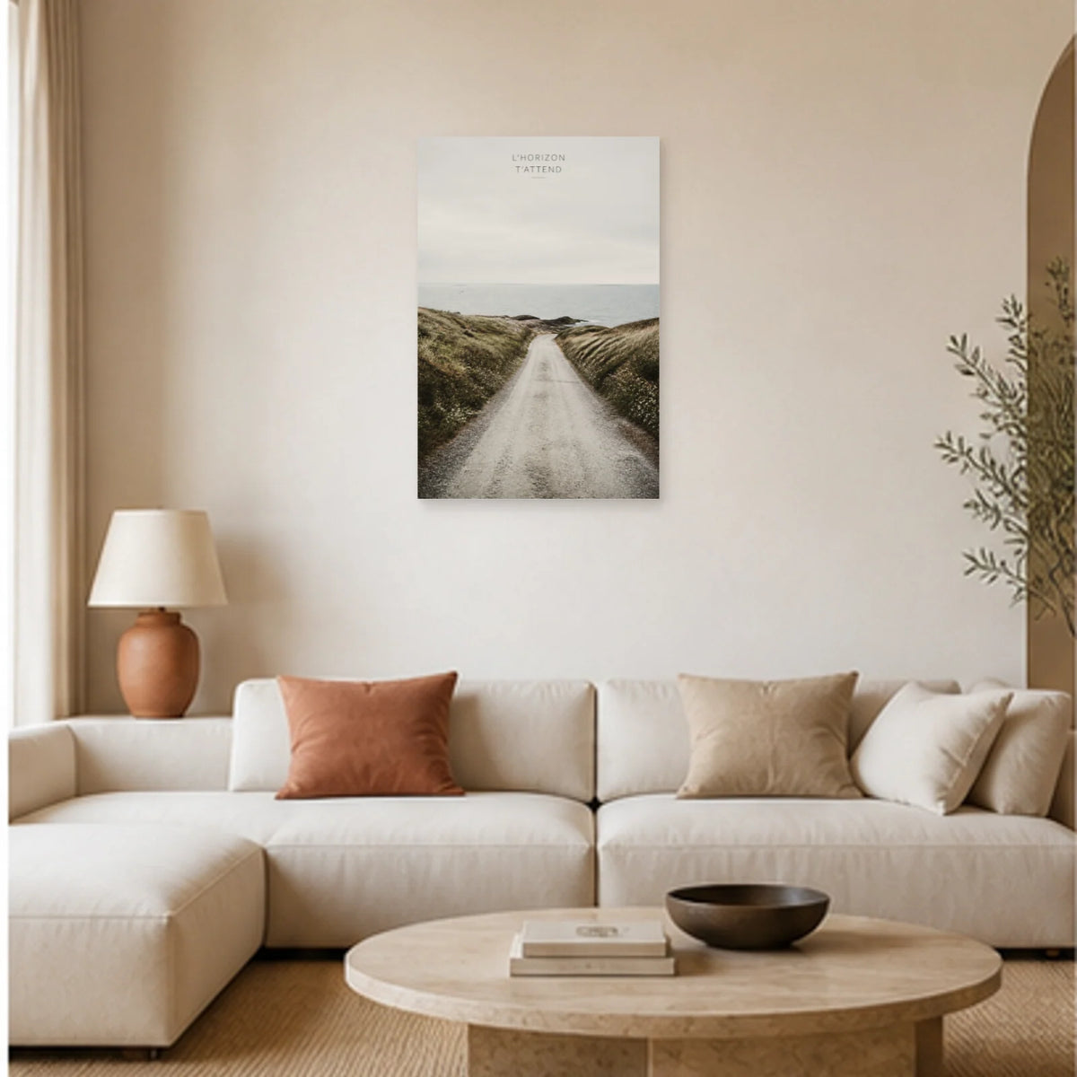 Affiche photo Route vers l’océan - L’horizon t’attend dans un salon - Art Virtuoso