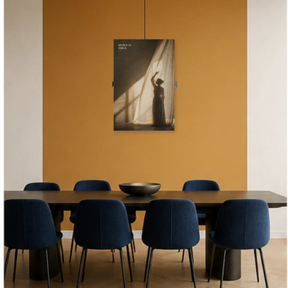 Affiche photo Silhouette de femme - Révèle ta force dans une salle à manger - Art Virtuoso