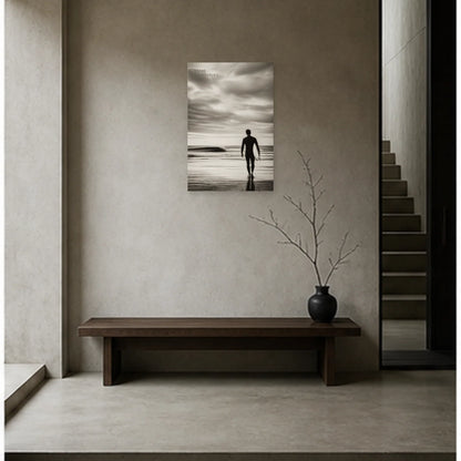Affiche photo Surf en noir et blanc - Entre deux vagues dans une entrée ou un couloir - Art Virtuoso