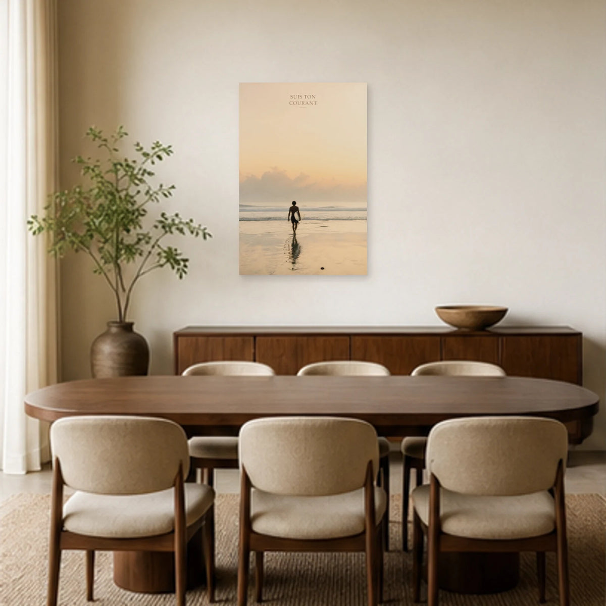 Affiche photo Surfeur à l’aube - Suis ton courant dans une salle à manger - Art Virtuoso