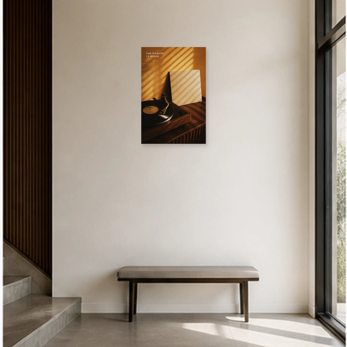 Affiche photo Vinyle dans la lumière - Fais tourner le monde dans une entrée ou un couloir - Art Virtuoso