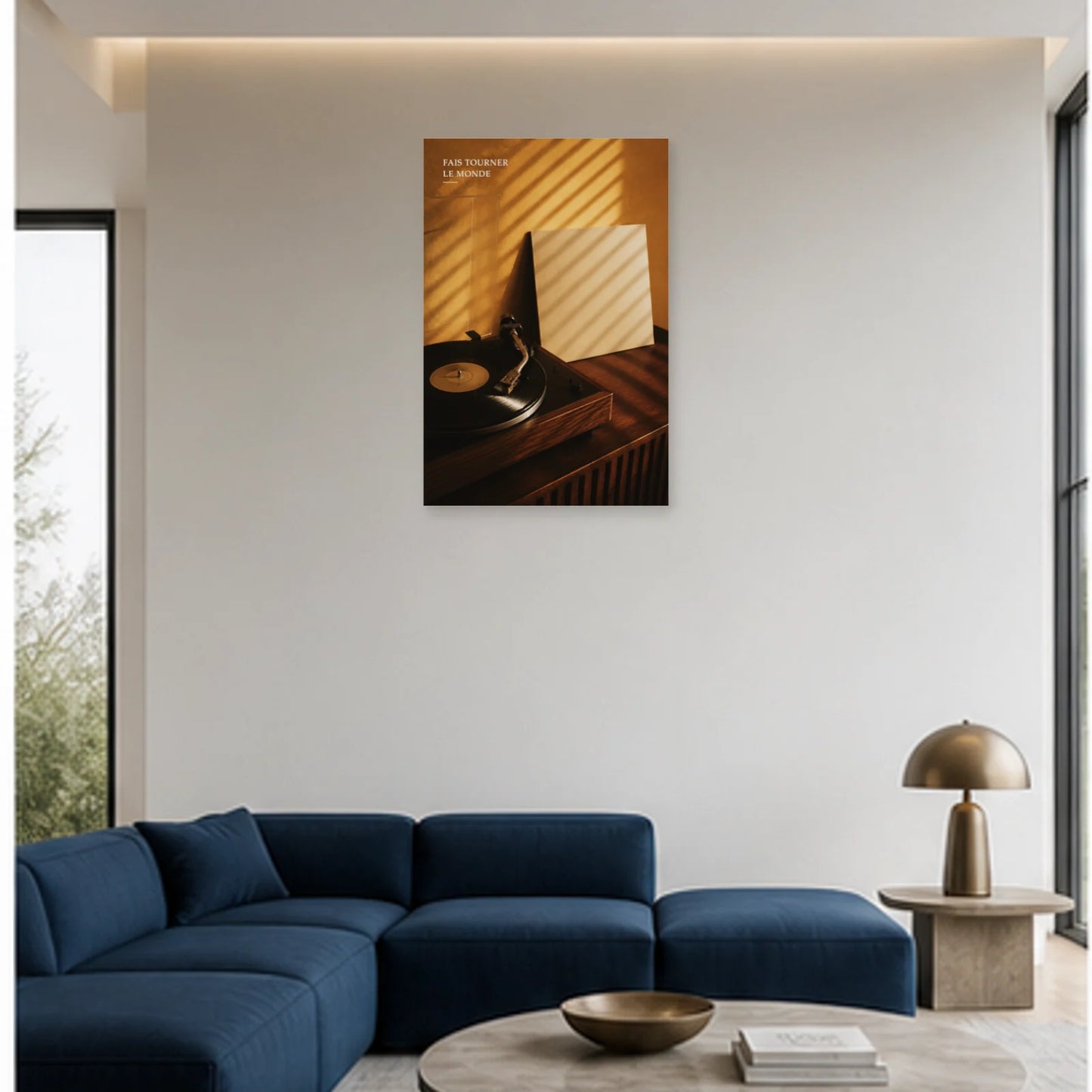 Affiche photo Vinyle dans la lumière - Fais tourner le monde dans un salon - Art Virtuoso