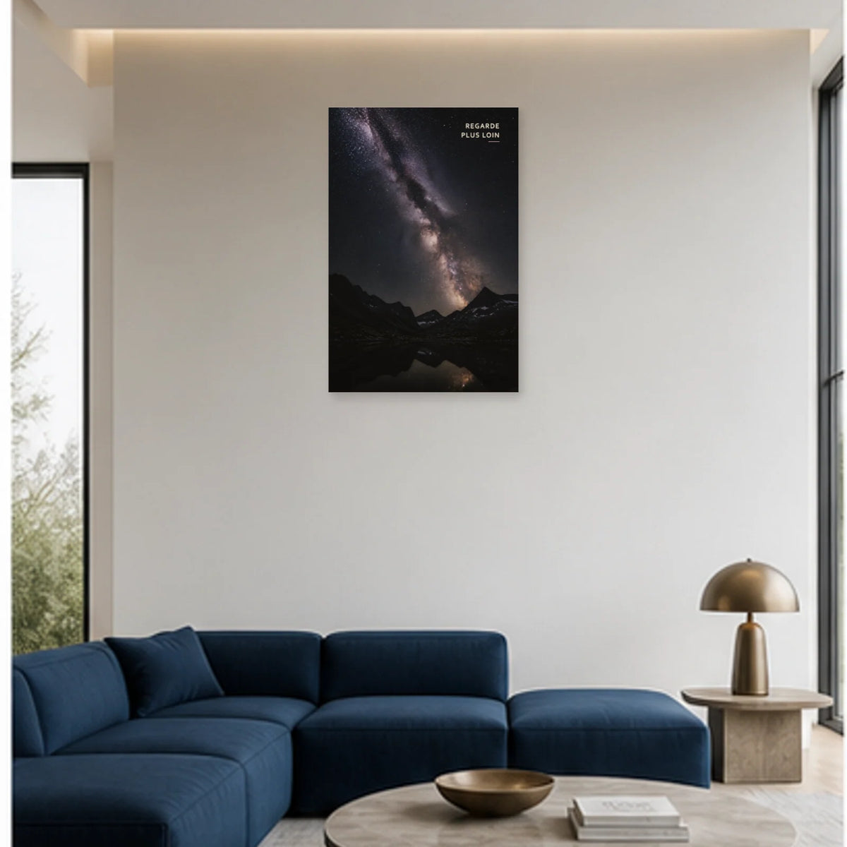 Affiche photo Voie lactée sur les sommets - Regarde plus loin dans un salon - Art Virtuoso