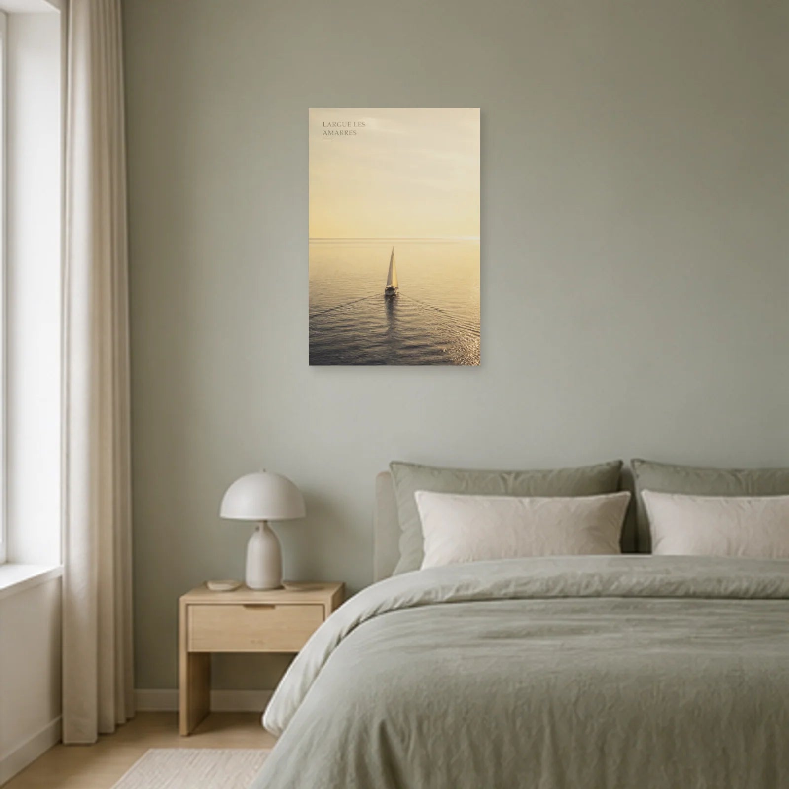 Affiche photo Voilier vers l’horizon - Largue les amarres dans une chambre - Art Virtuoso
