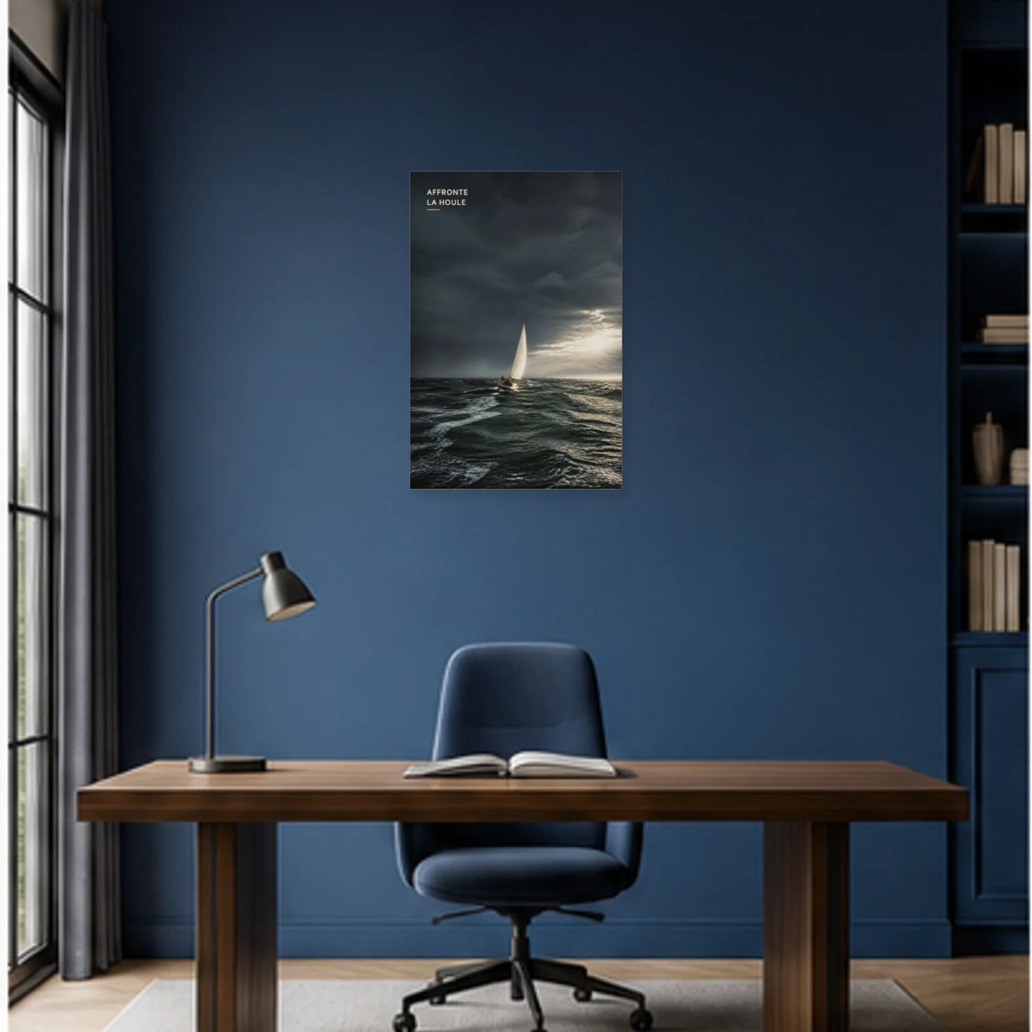 Affiche photo Voilier dans la tempête - Affronte la houle dans un bureau - Art Virtuoso