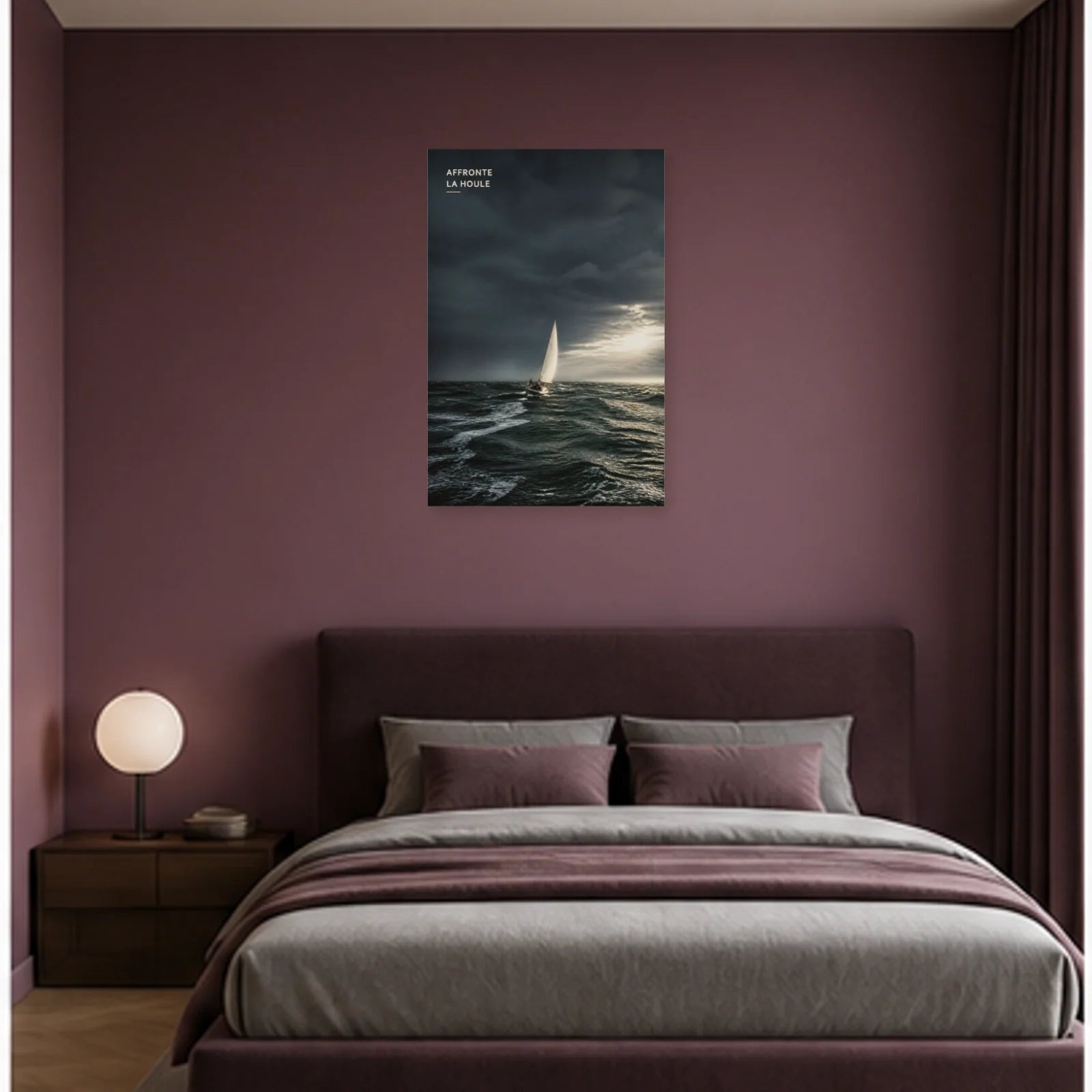 Affiche photo Voilier dans la tempête - Affronte la houle dans une chambre - Art Virtuoso