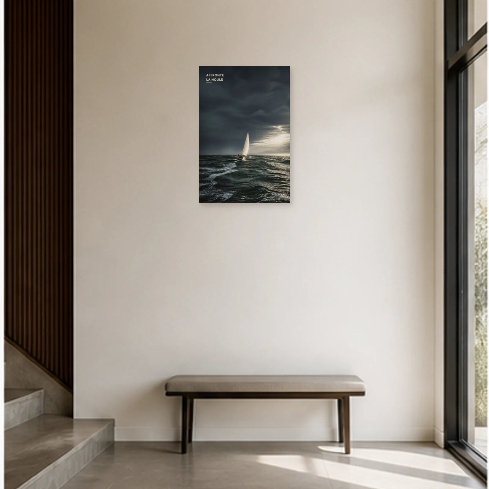 Affiche photo Voilier dans la tempête - Affronte la houle dans une entrée ou un couloir - Art Virtuoso