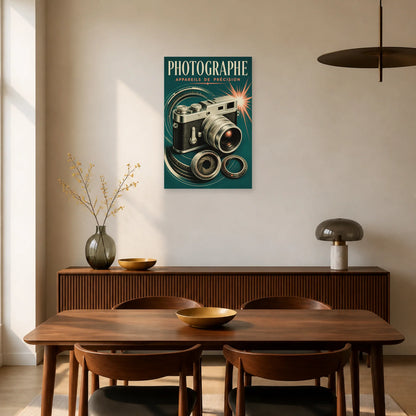 Affiche Photographe – Appareils de Précision dans une salle à manger - Art Virtuoso