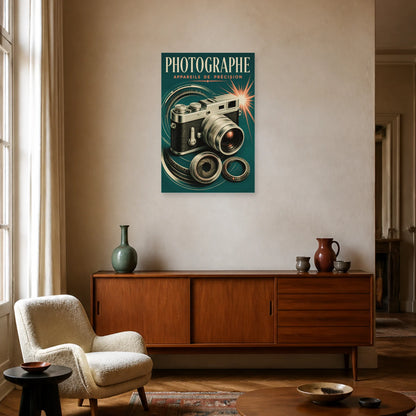 Affiche Photographe – Appareils de Précision dans un salon - Art Virtuoso