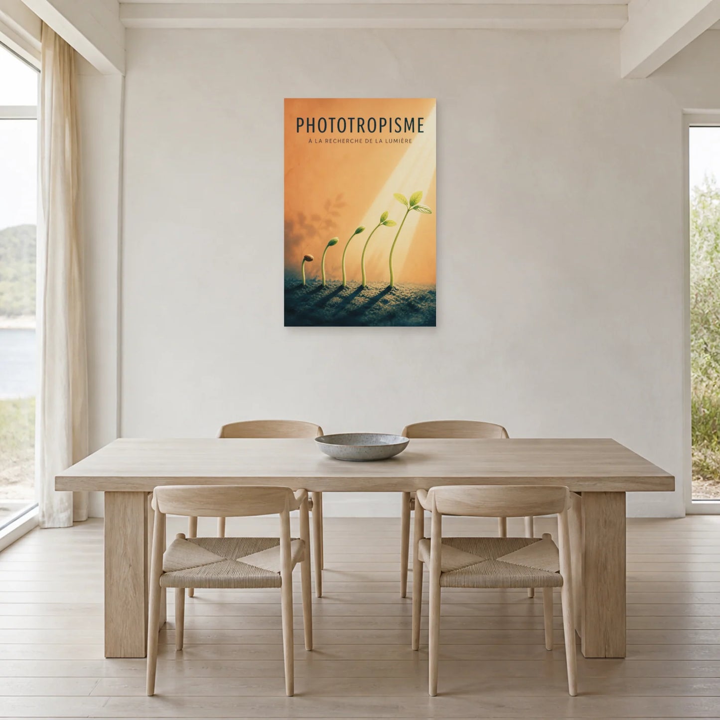 Affiche Phototropisme – À la Recherche de la Lumière dans une salle à manger - Art Virtuoso