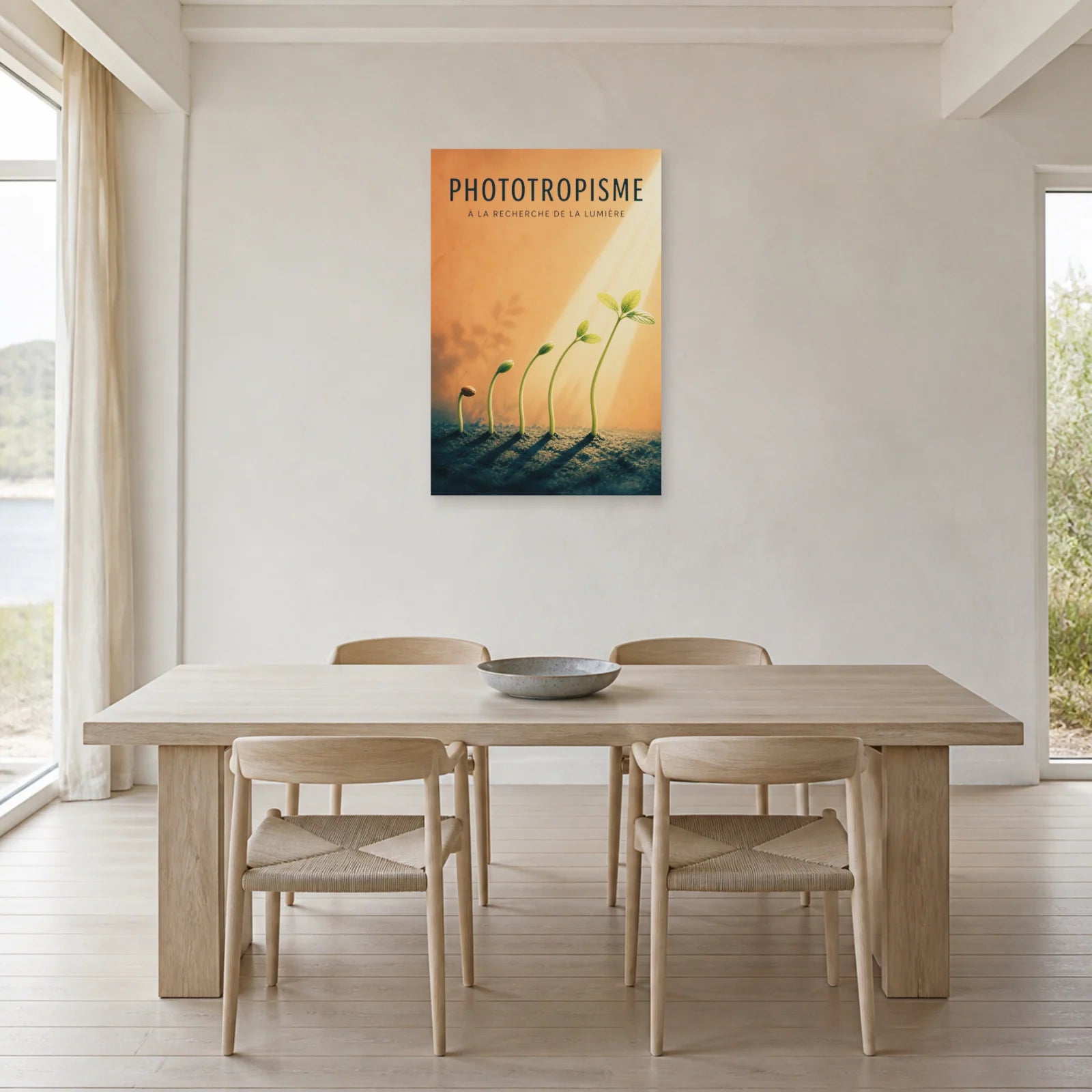 Affiche Phototropisme – À la Recherche de la Lumière dans une salle à manger - Art Virtuoso