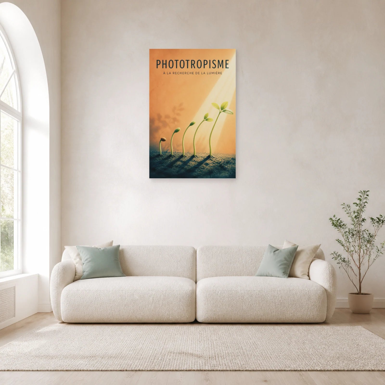 Affiche Phototropisme – À la Recherche de la Lumière dans un salon - Art Virtuoso