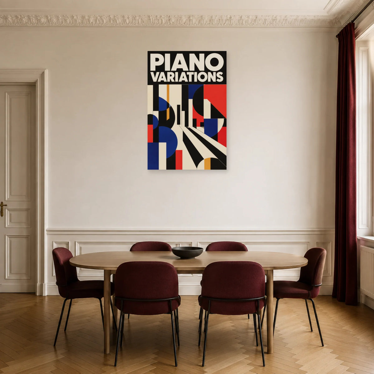 Affiche Piano abstrait - Variations dans une salle à manger - Art Virtuoso