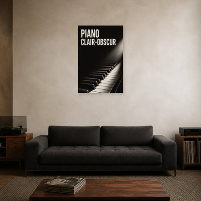 Affiche Piano - Clair-obscur dans un salon - Art Virtuoso