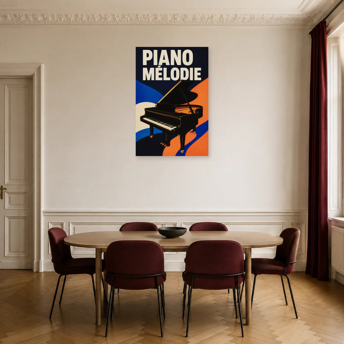 Affiche Piano moderne - Melodie dans une salle à manger - Art Virtuoso