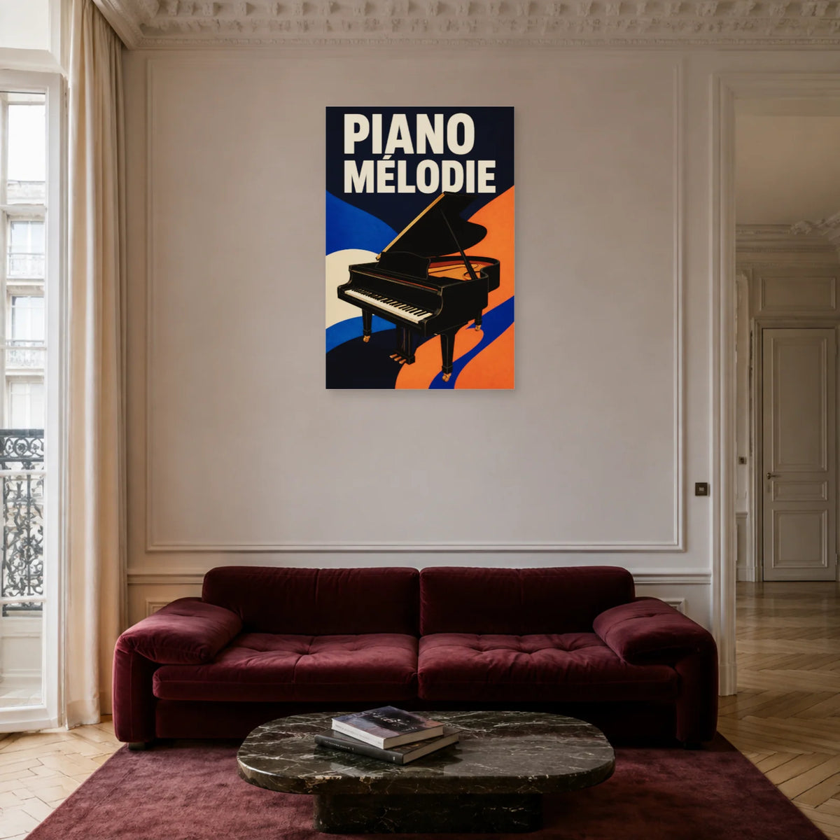 Affiche Piano moderne - Melodie dans un salon - Art Virtuoso