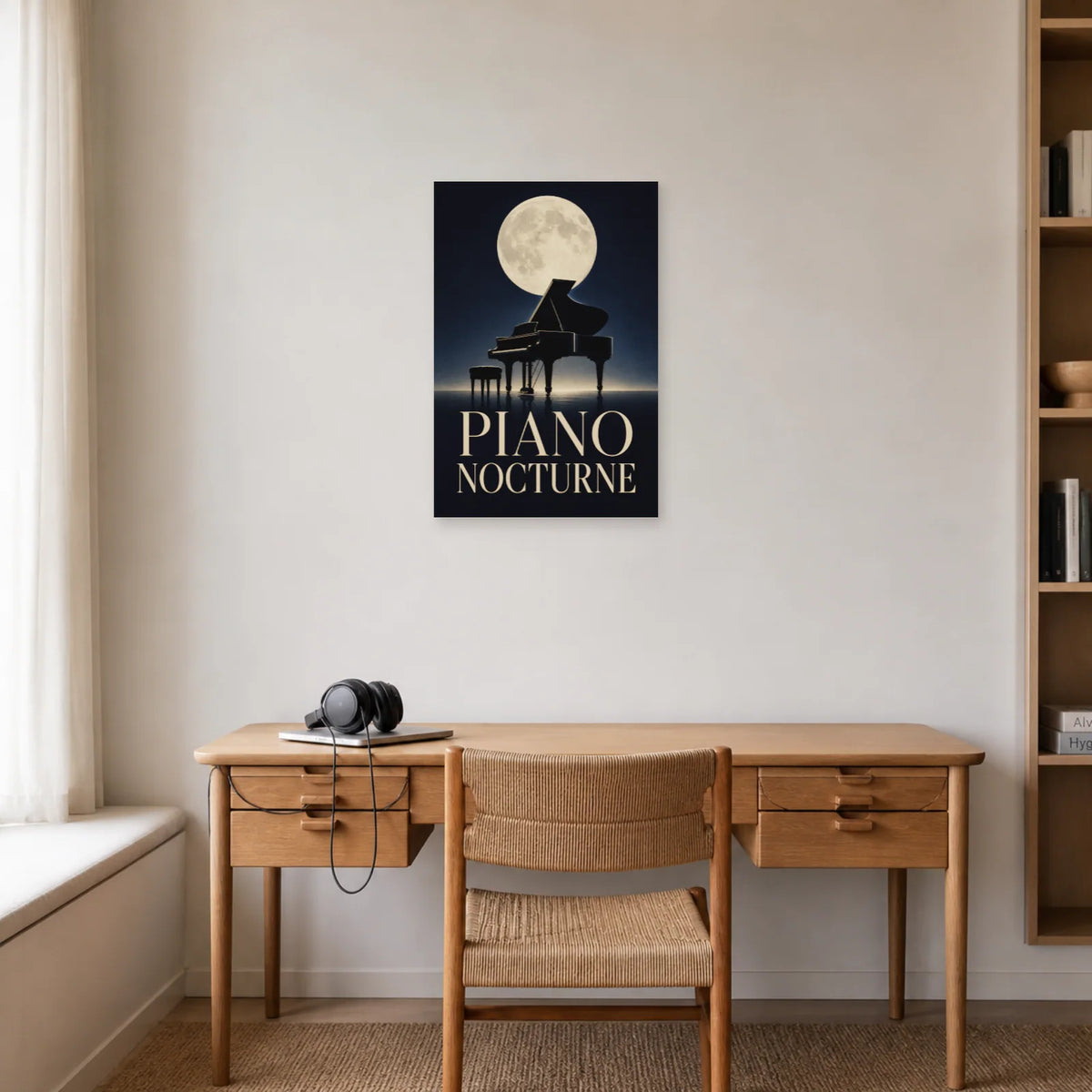 Affiche Piano – Nocturne dans un bureau - Art Virtuoso