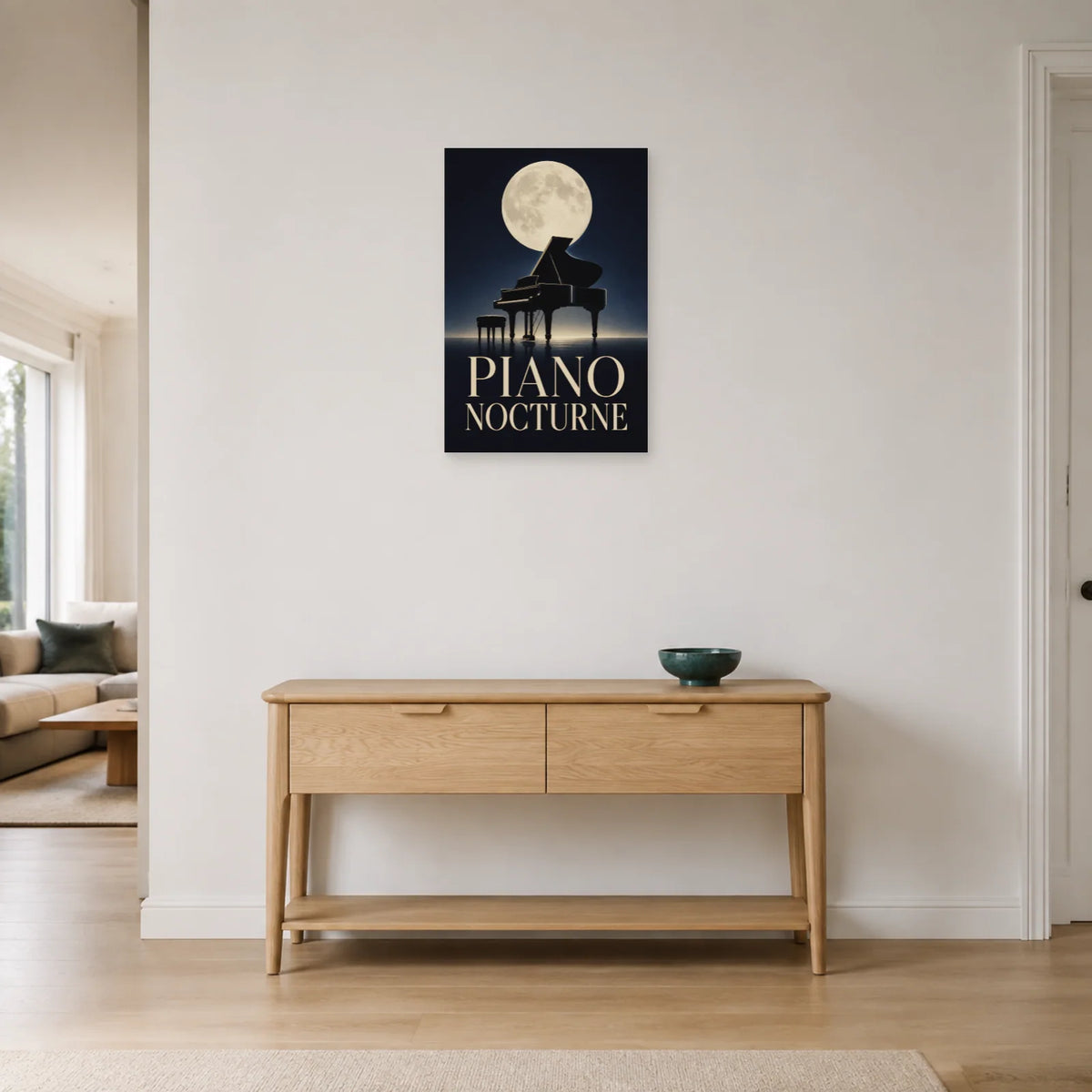 Affiche Piano – Nocturne dans une entrée ou un couloir - Art Virtuoso