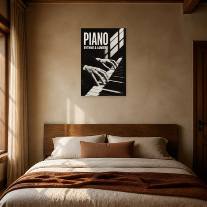 Affiche Piano – Rythme & Lumière dans une chambre - Art Virtuoso