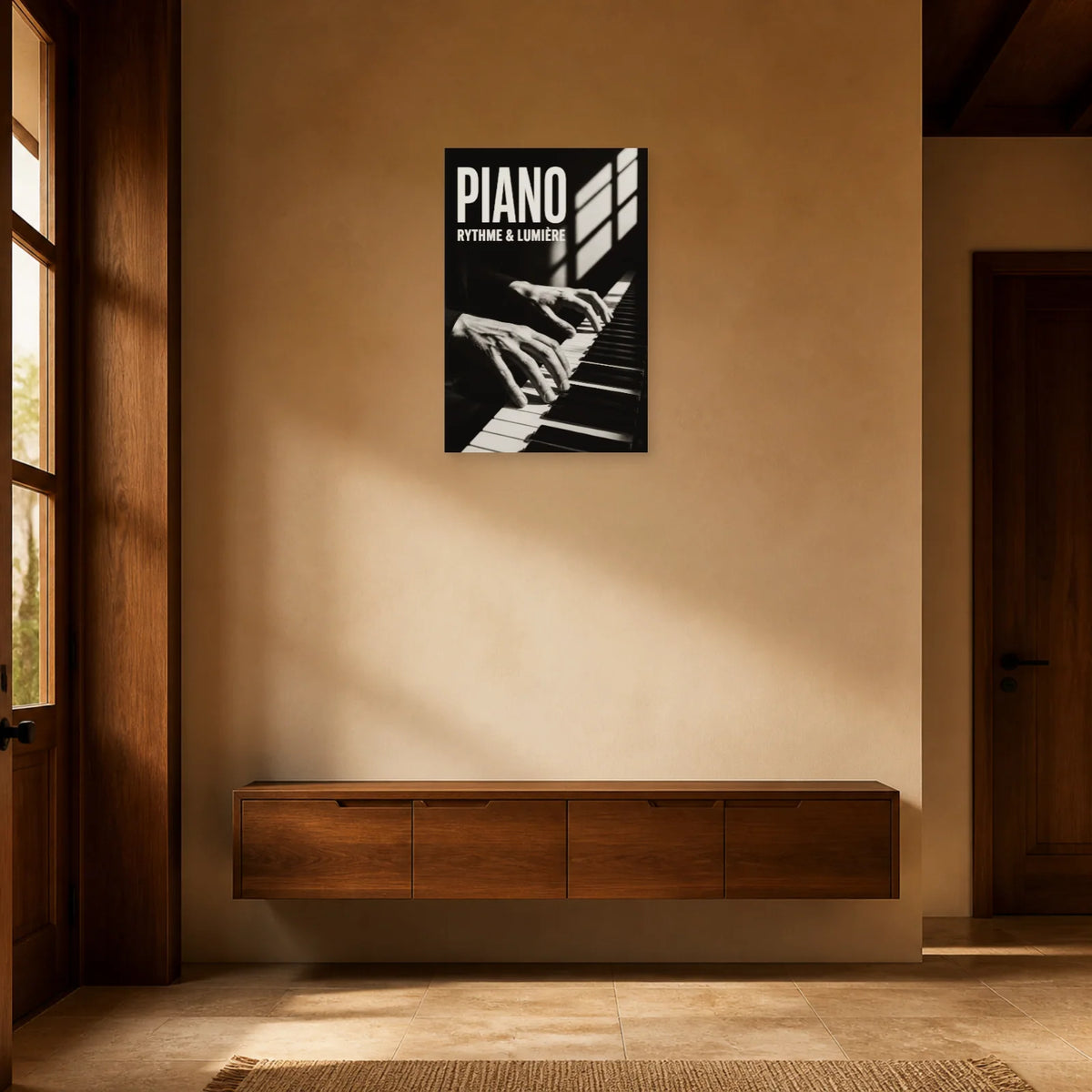 Affiche Piano – Rythme & Lumière dans une entrée ou un couloir - Art Virtuoso