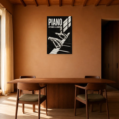 Affiche Piano – Rythme & Lumière dans une salle à manger - Art Virtuoso