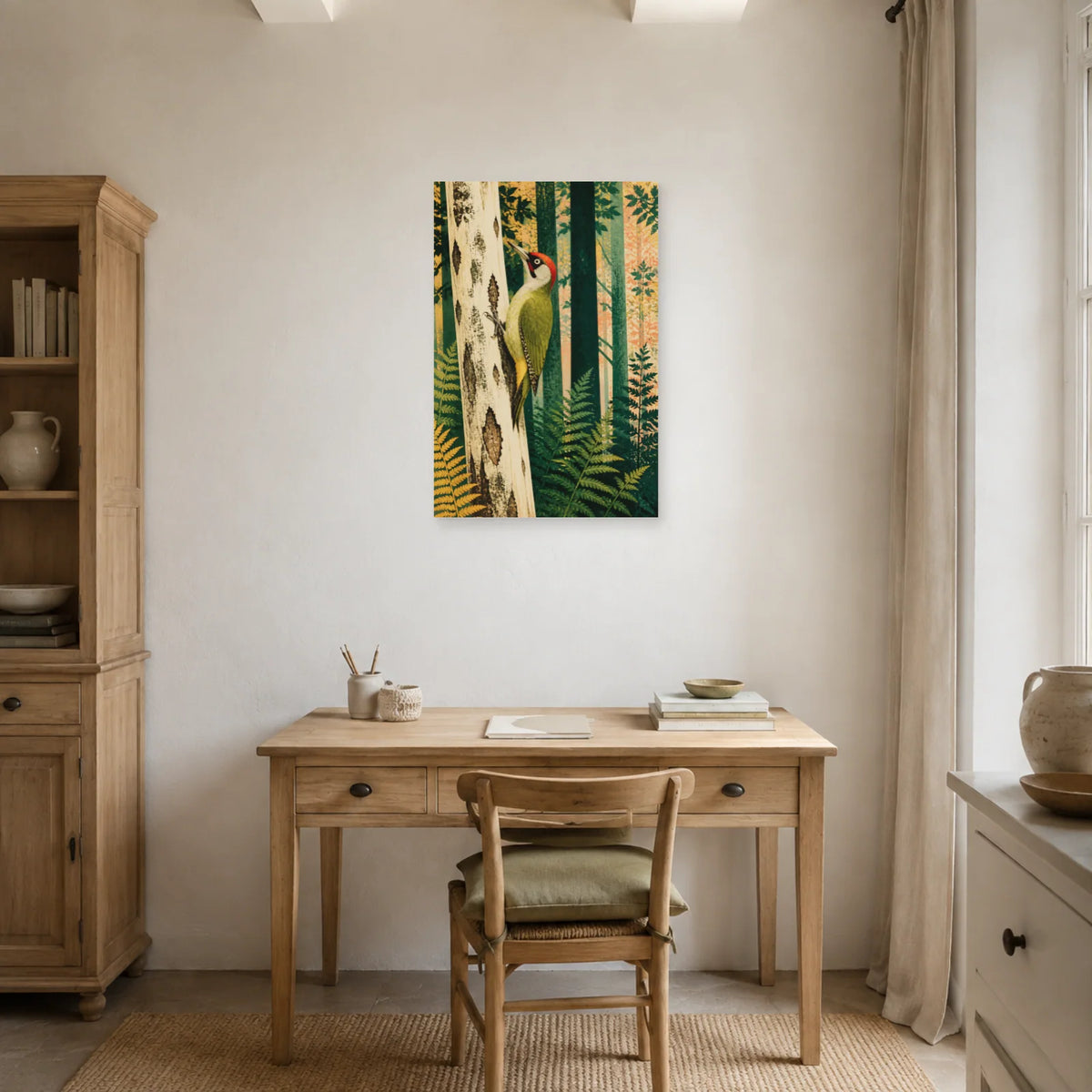 Affiche Pic vert dans la forêt dans un bureau - Art Virtuoso