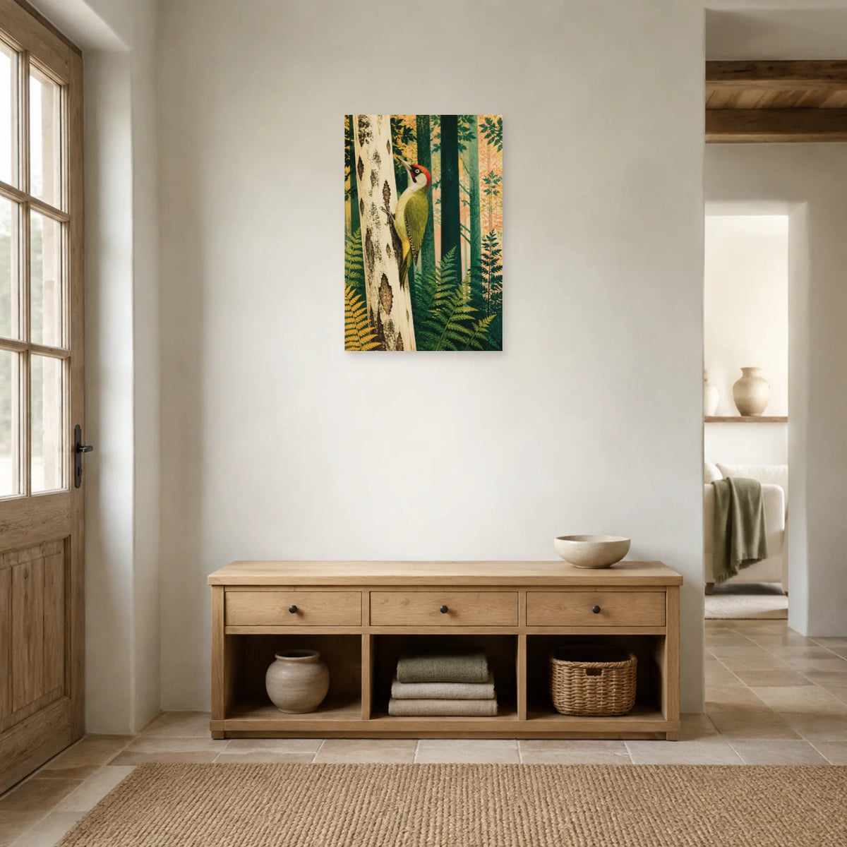Affiche Pic vert dans la forêt dans une entrée ou un couloir - Art Virtuoso
