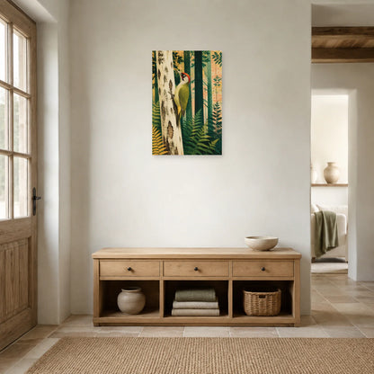 Affiche Pic vert dans la forêt dans une entrée ou un couloir - Art Virtuoso