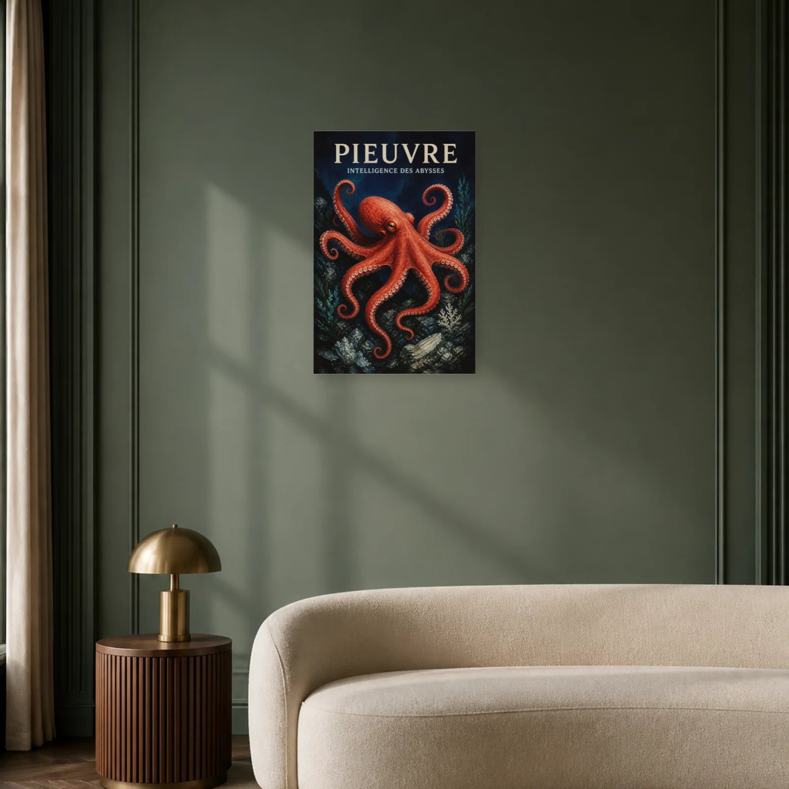 Affiche Pieuvre – Intelligence des Abysses dans un bureau - Art Virtuoso